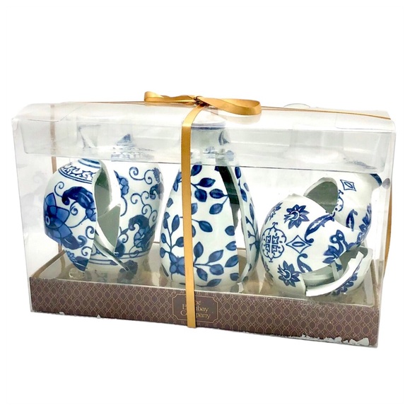 Kintsugi Vase Set Bombay Blue and White Porcelain Gold Crack Growth Gift - Picture 3 of 17